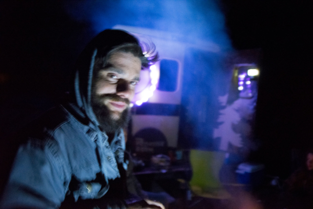 Travis wanders the soft night of the rendezvous after finding numerous bites | photo: Illes Travis Knight | Toebock American Folklore